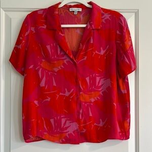 Silky Pink and Orange Boxy Button Down